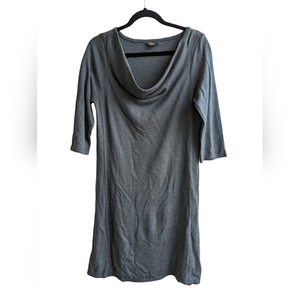 Royal Robbins Grey Cowl Neck Wool Blend Sweater Dress